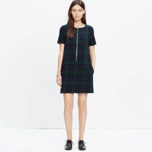 Madewell Navy Blue Hunter Green Plaid Dress Size 4